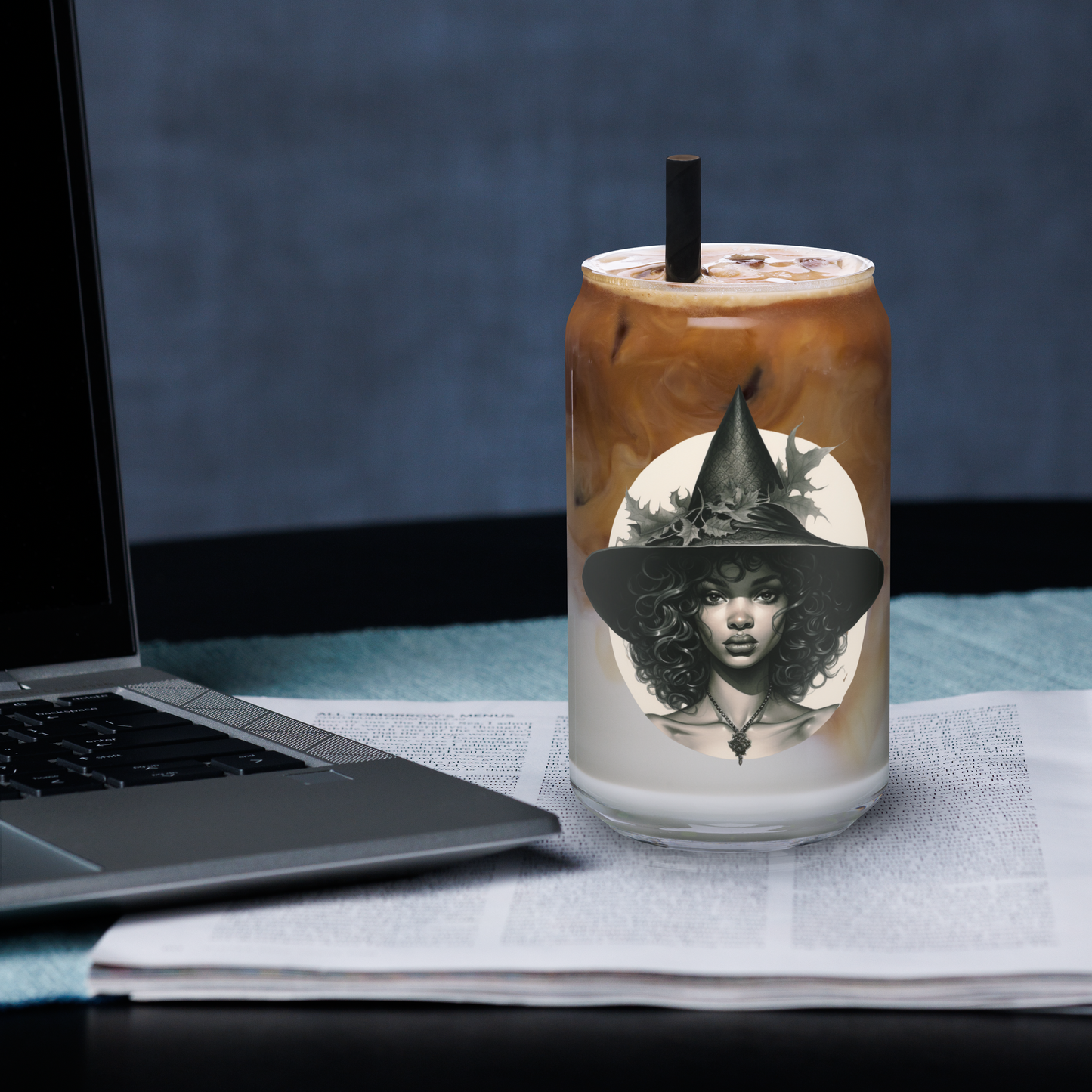 Kali - 16 oz Fall Witch-Inspired Can-Shaped Glass