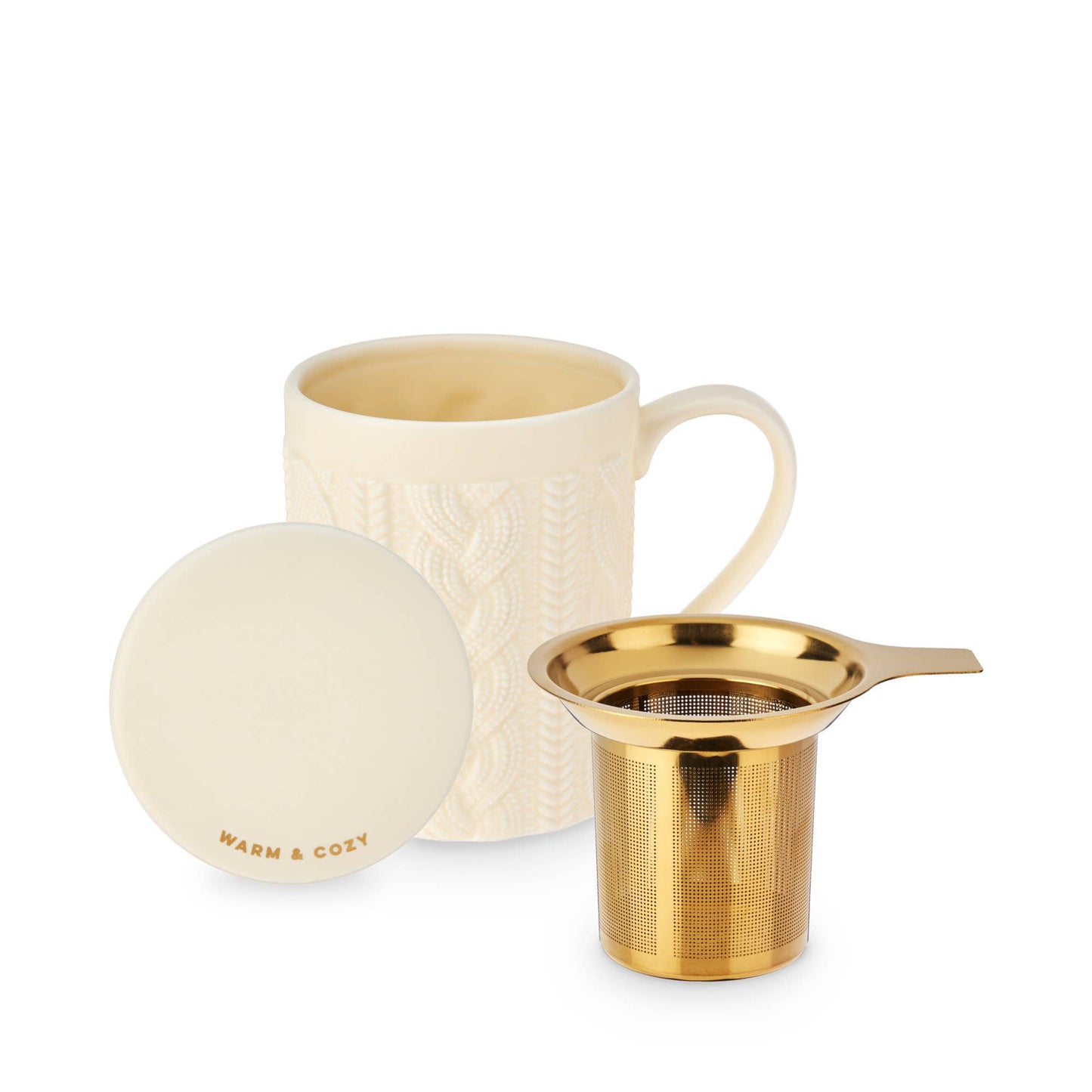 Annette™ 3D Ceramic Mug with Infuser Knit Warm and Cozy