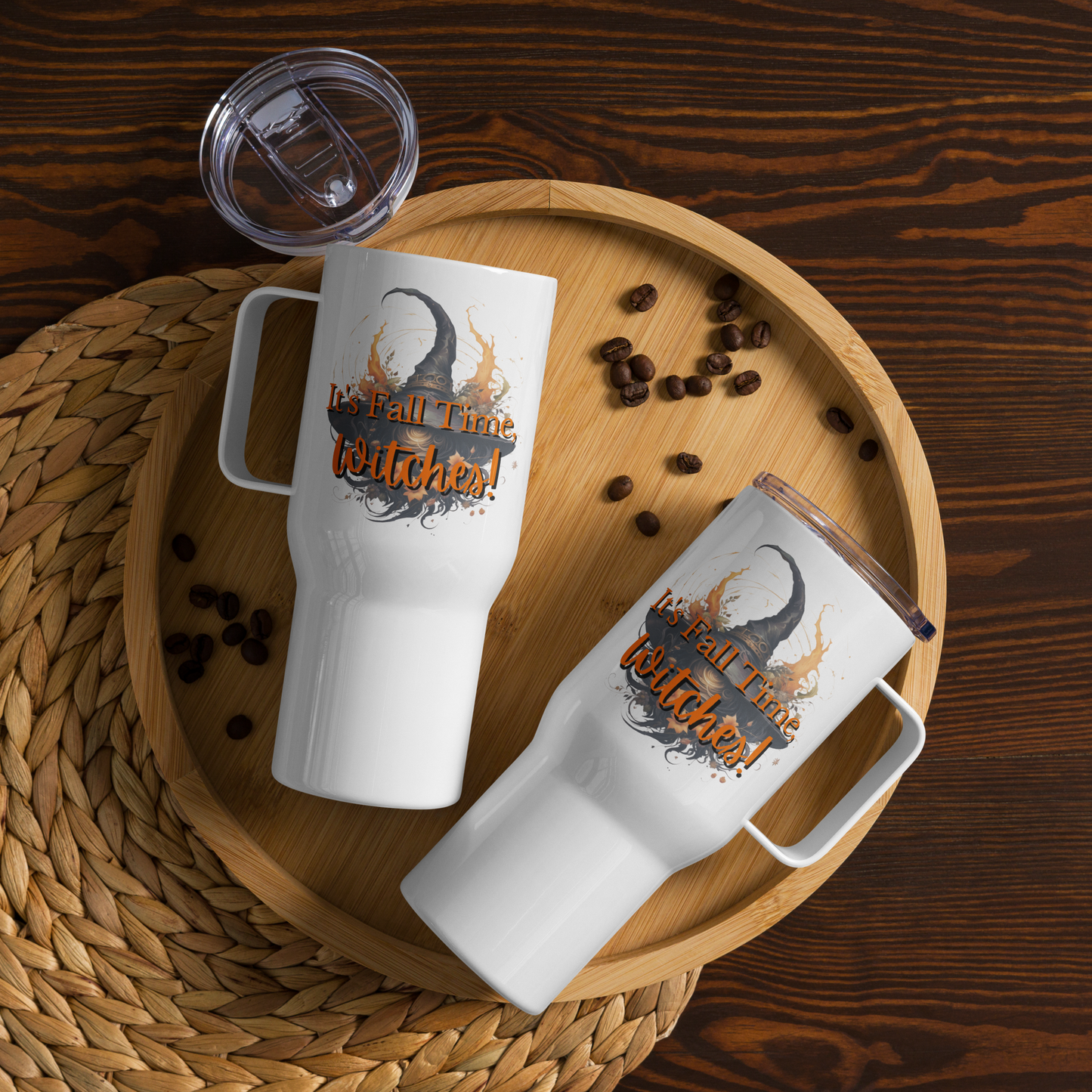 It's Fall Time, Witches! - 25 oz White Travel Mug with Handle