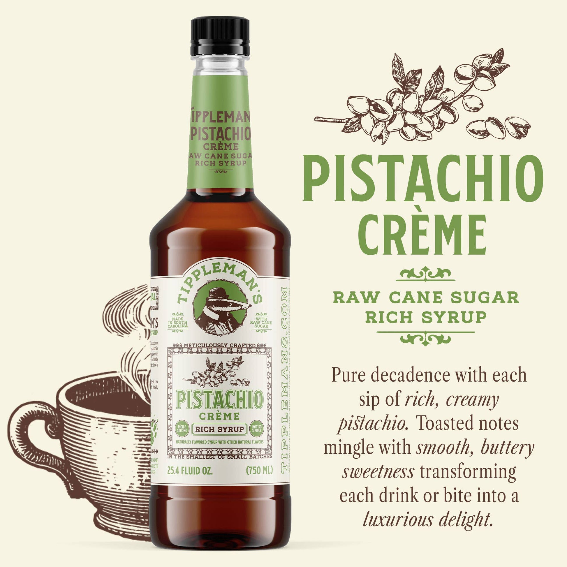 Tippleman’s Pistachio Crème Syrup for pistachio lattes, iced coffee and cold brew