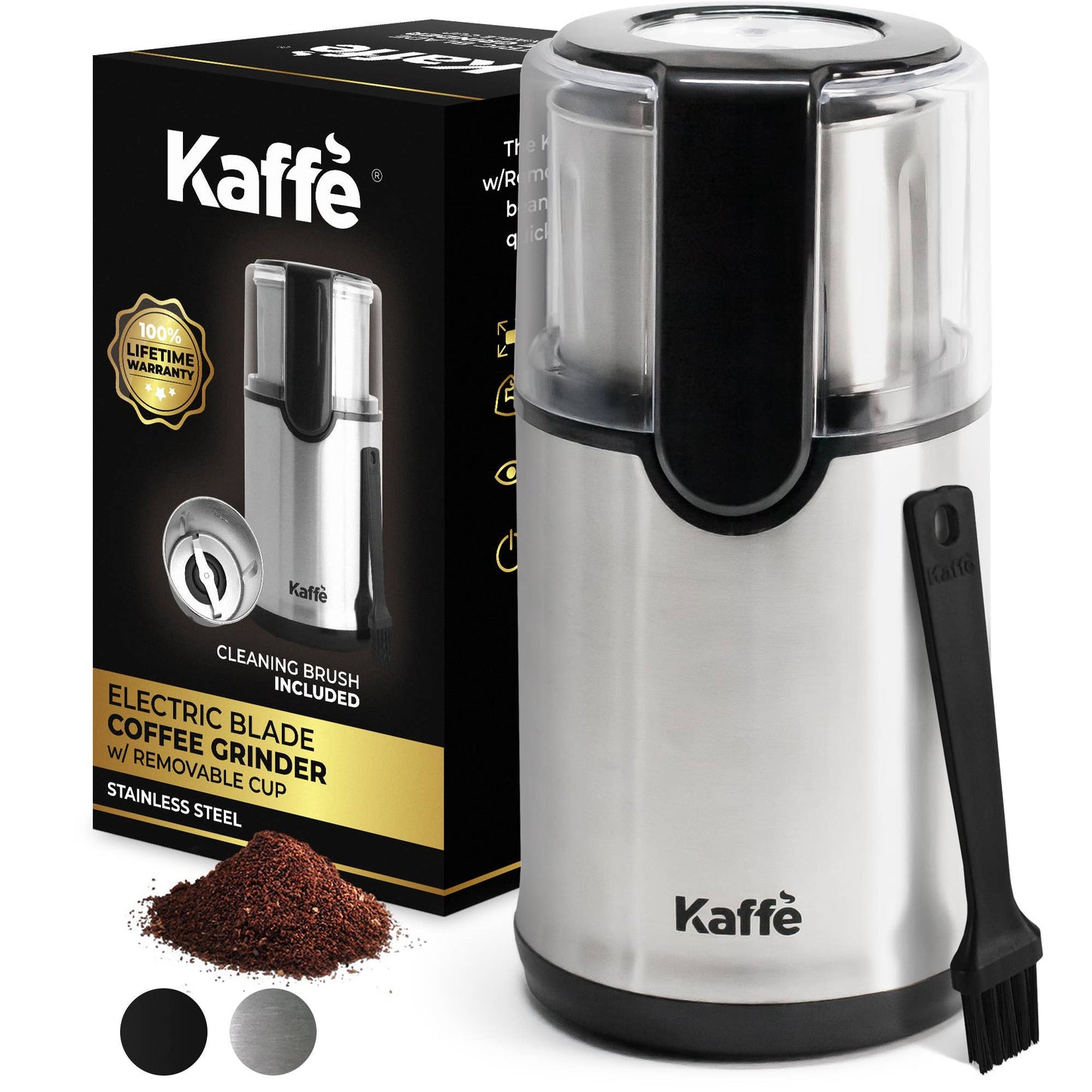 Kaffe Electric Blade Coffee Grinder w/ Removable Cup (4.5oz)