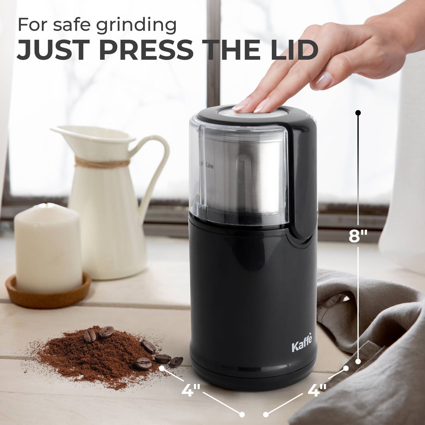 Kaffe Electric Blade Coffee Grinder w/ Removable Cup (4.5oz)