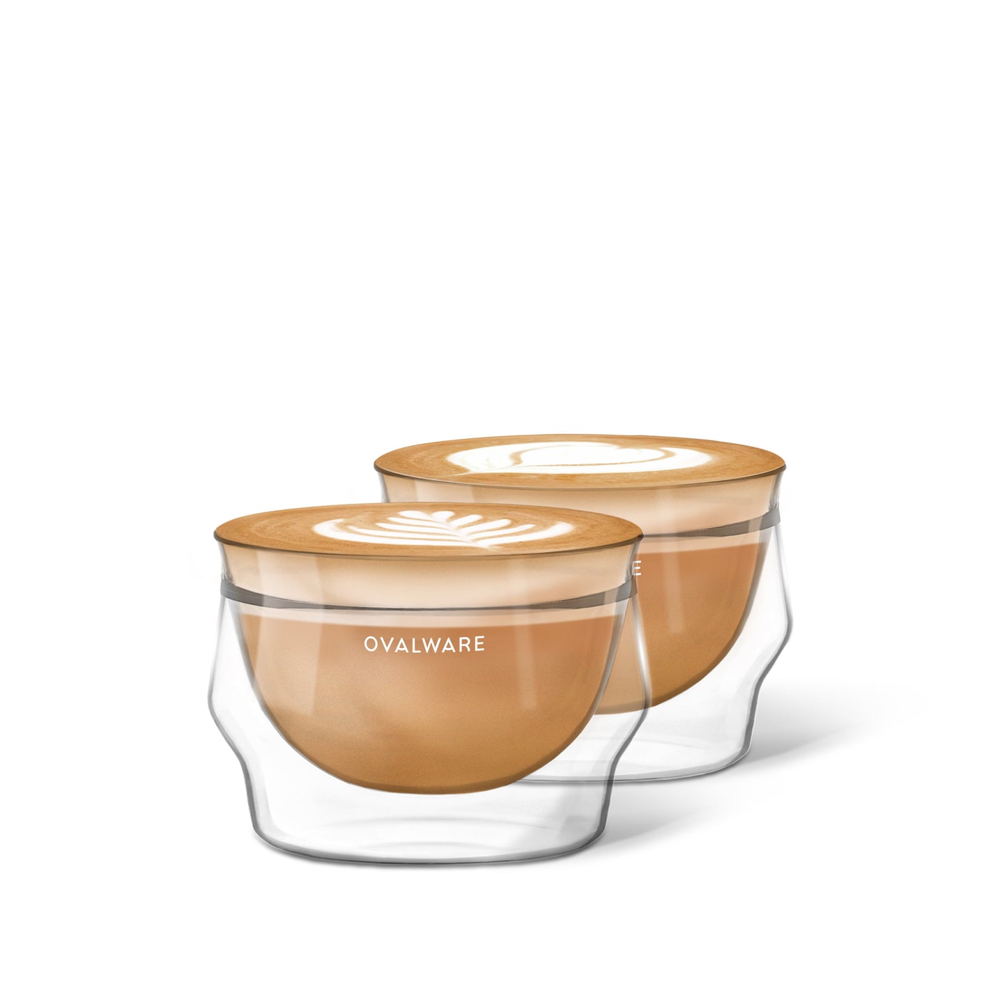 Ovalware Latte Master Glasses | Double Wall Borosilicate Glass (Set of 2)