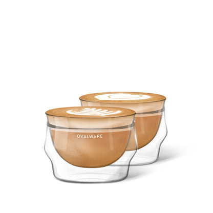 Ovalware Latte Master Glasses | Double Wall Borosilicate Glass (Set of 2)