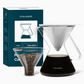 Ovalware coffee brewing set with packaging on a white background