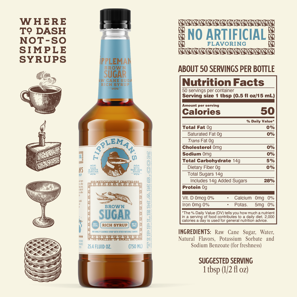 Tippleman’s Brown Sugar Syrup 750 mL product bottle