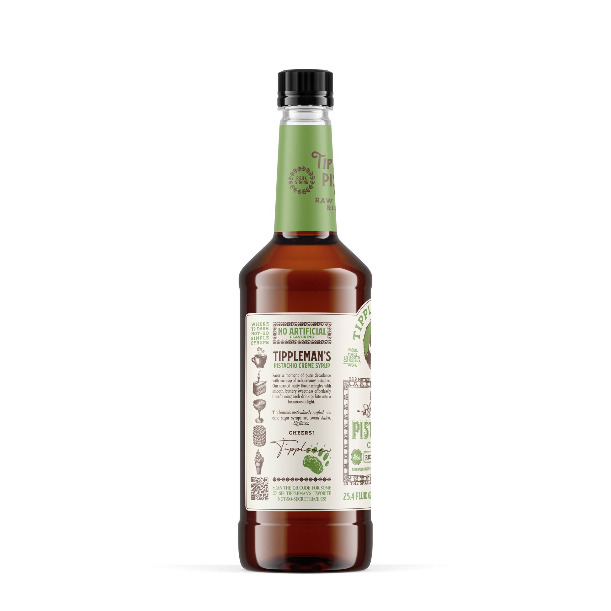 Pistachio syrup for homemade coffee drinks and pistachio lattes by Tippleman’s