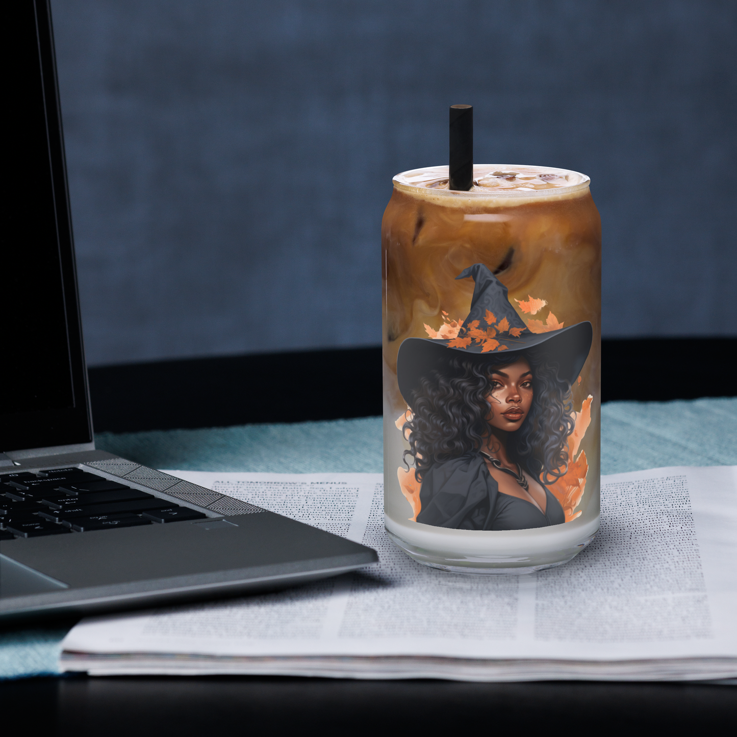 Leilani - 16 oz Fall Witch-Inspired Can-Shaped Glass