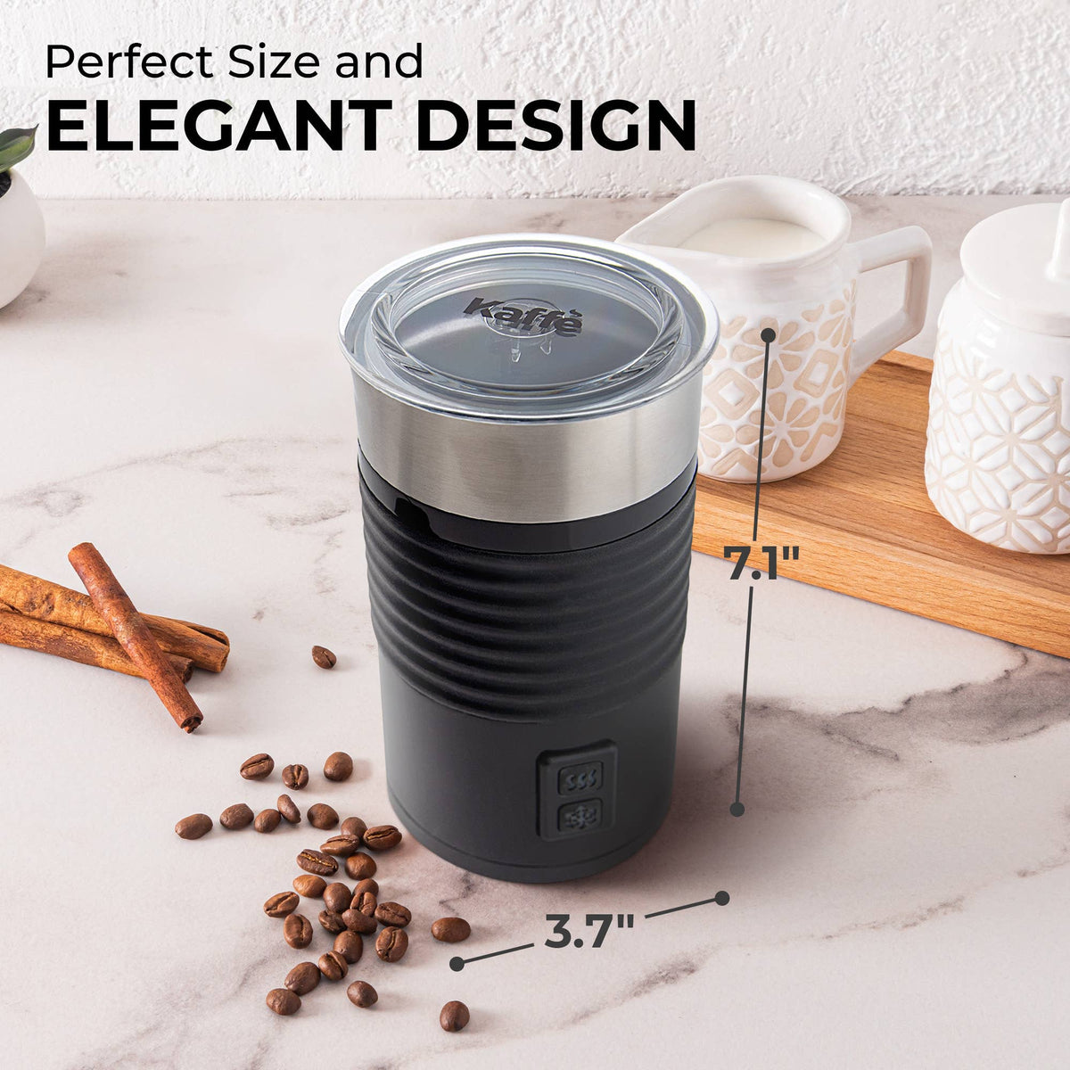 Kaffe electric milk frother with nonstick interior