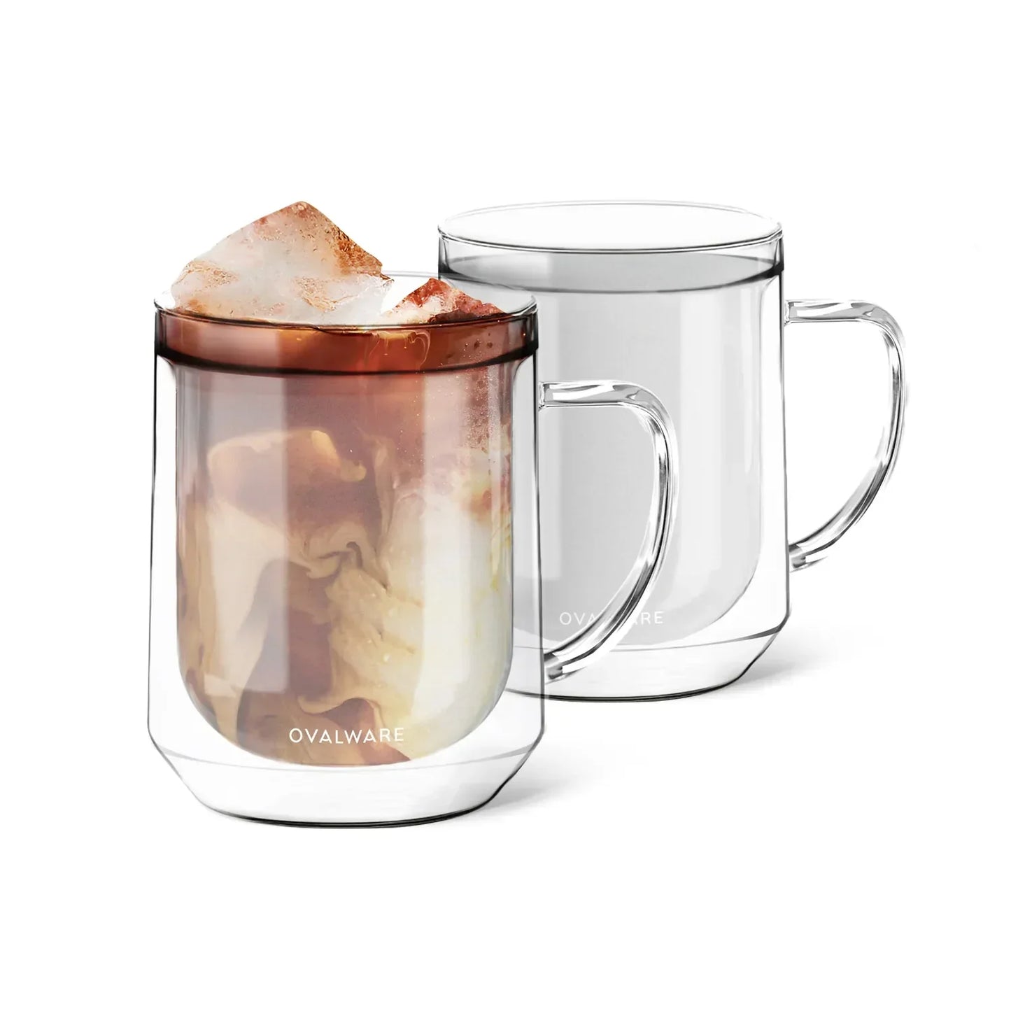 Ovalware Double Wall Glass Mug Set | 17 oz (Set of 2)