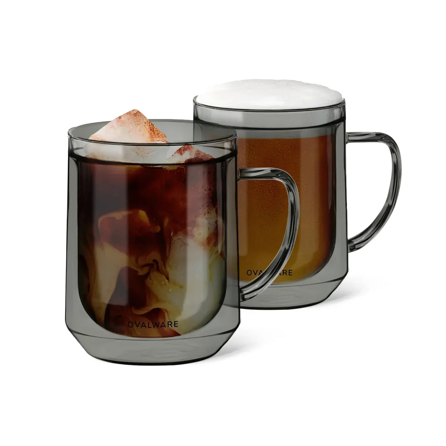 Ovalware Double Wall Glass Mug Set | 17 oz (Set of 2)