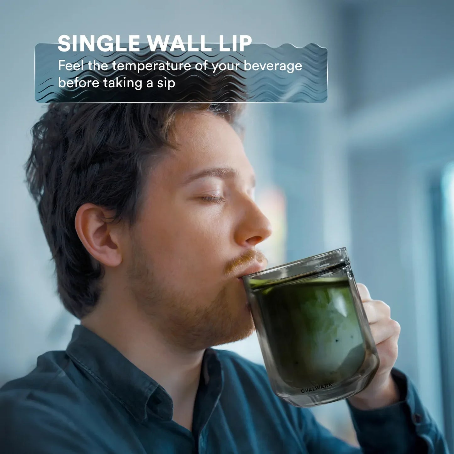 Ovalware Double Wall Glass Mug Set | 17 oz (Set of 2)