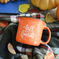 Orange Mug With White Letters