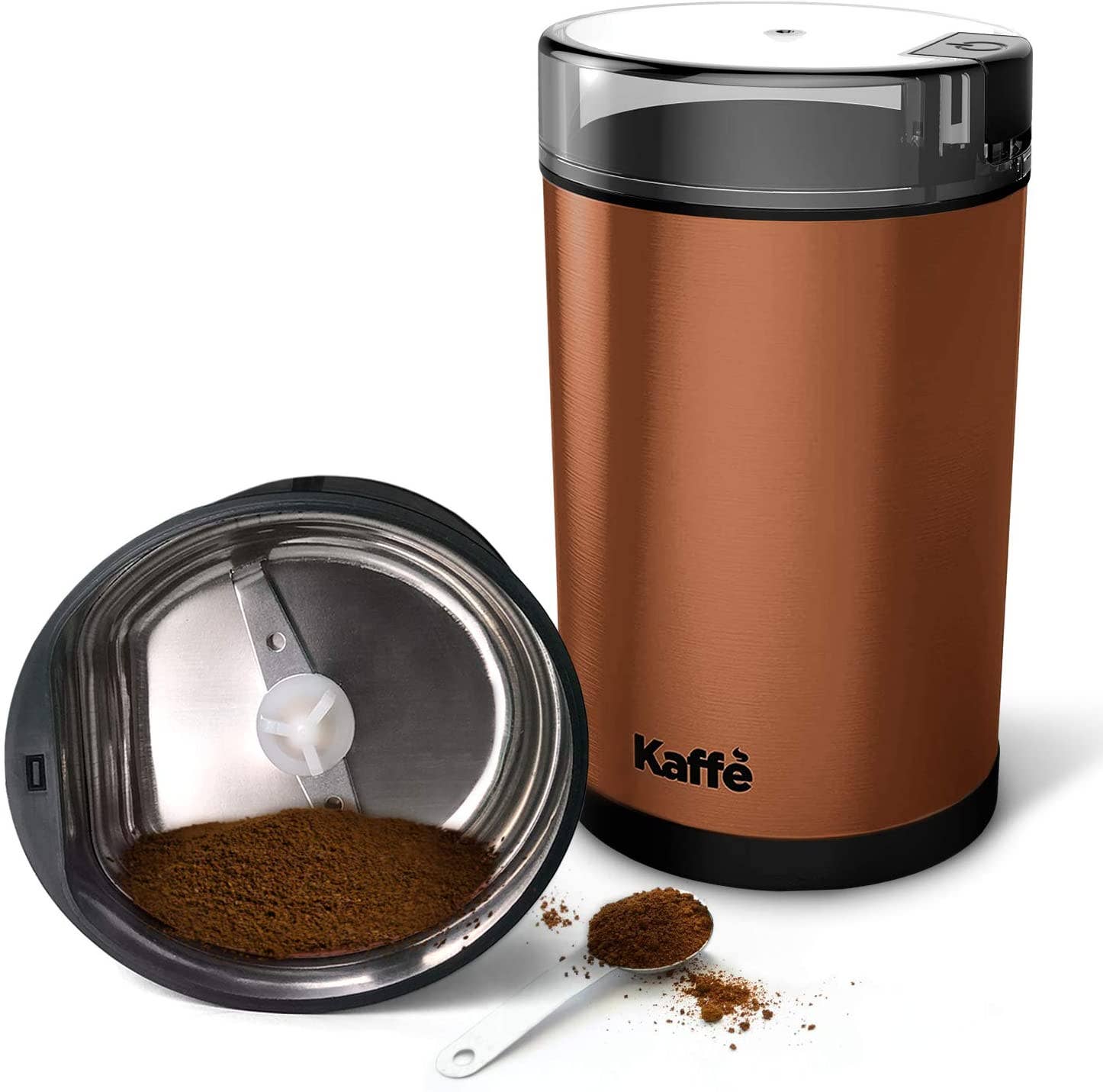 Kaffe Electric Coffee Grinder Easy On/Off Button Copper