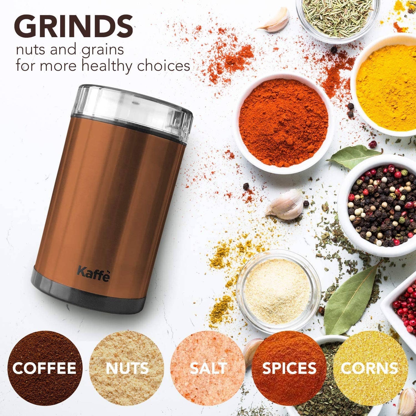 Kaffe Electric Coffee Grinder w/ Cleaning Brush