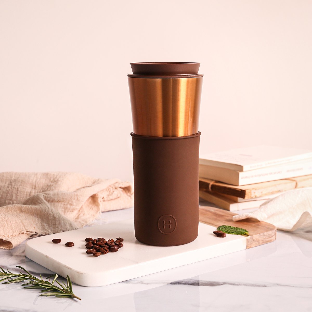 Bronze Gold Travel Mug - Mocha