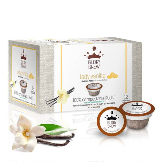 White Box With Coffee Pods In front and vanilla bean